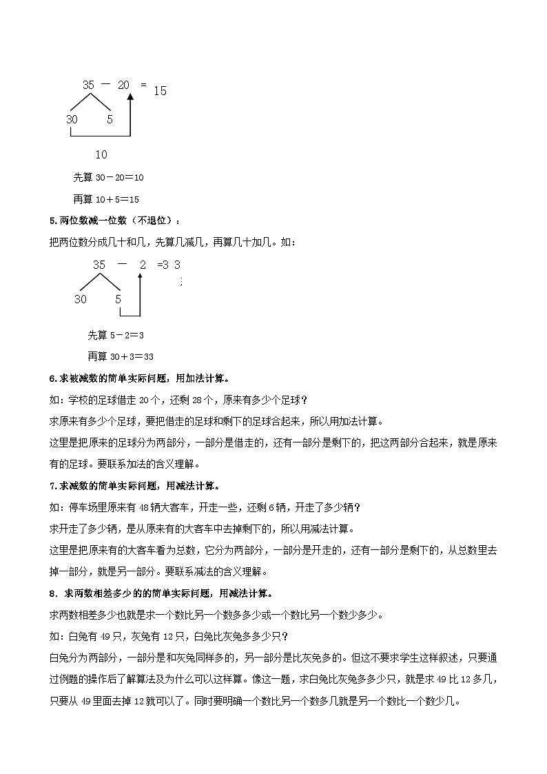 苏教版一年级下册数学期末复习专题讲义（知识点归纳+典例讲解+同步测试）-4.100以内的加法和减法（一）(1)02