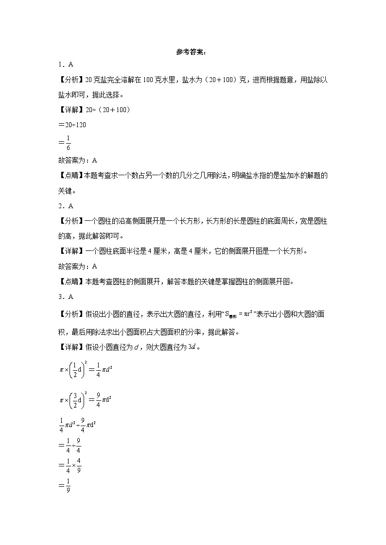 广东省深圳市小升初模拟测试押题卷(试题)-2023-2024学年六年级下册数学+北师大版第3页