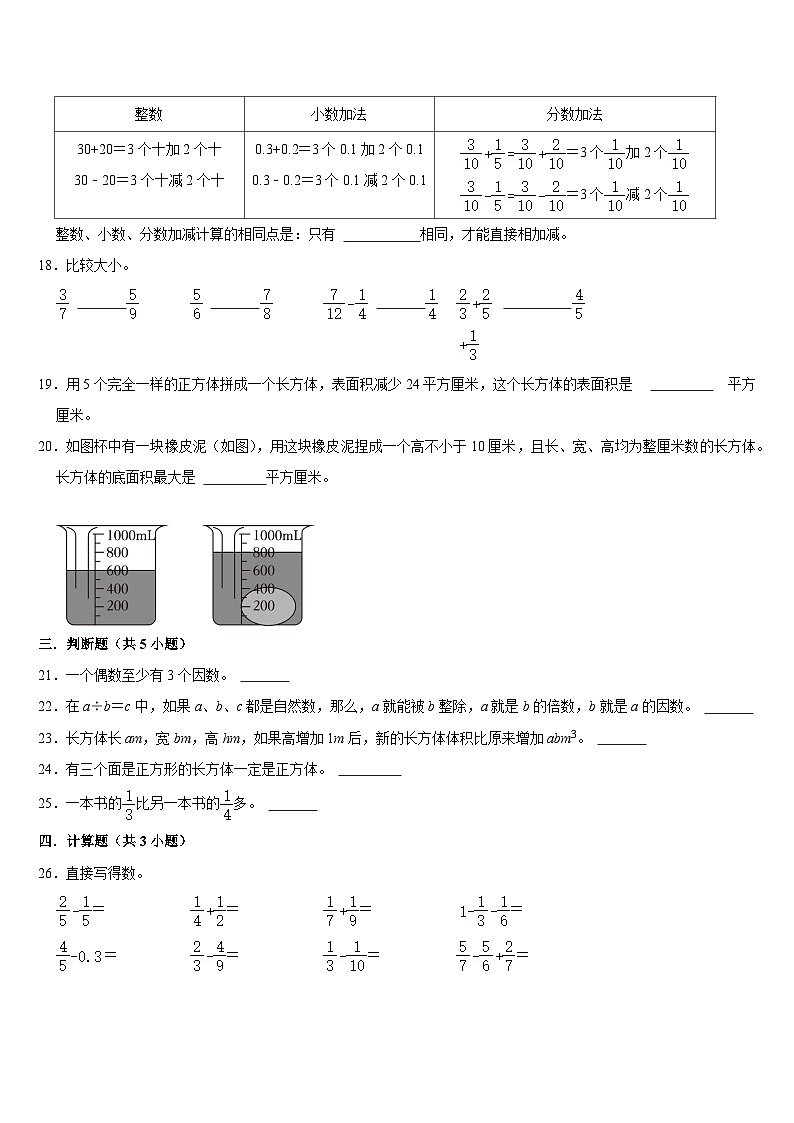 期末复习（试题）-2023-2024学年五年级下册数学人教版03