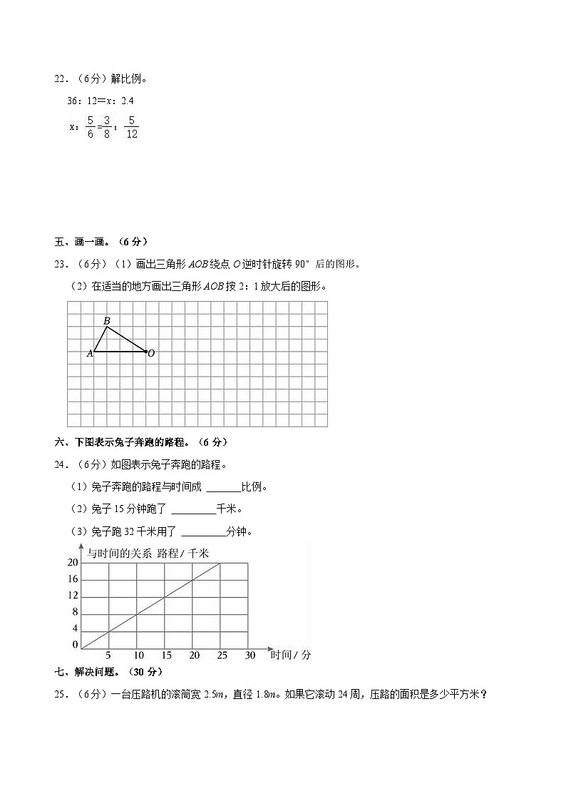 2023-2024学年广东省茂名市高州市石子岭街道六年级（下）期中数学试卷03