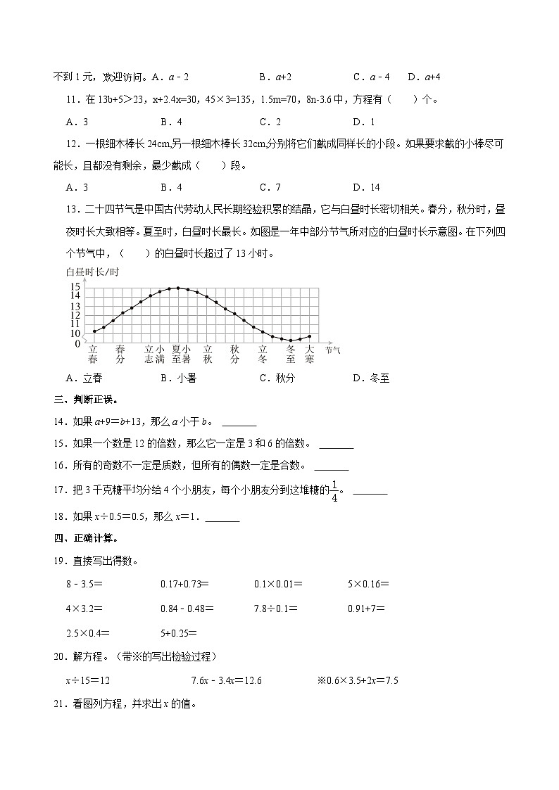 山西省太原市杏花岭区2023-2024学年五年级下学期期中数学试卷第2页