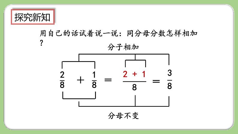 人教版数学三上 8.2.1《同分母分数的加、减法》课件+教案+同步练习06