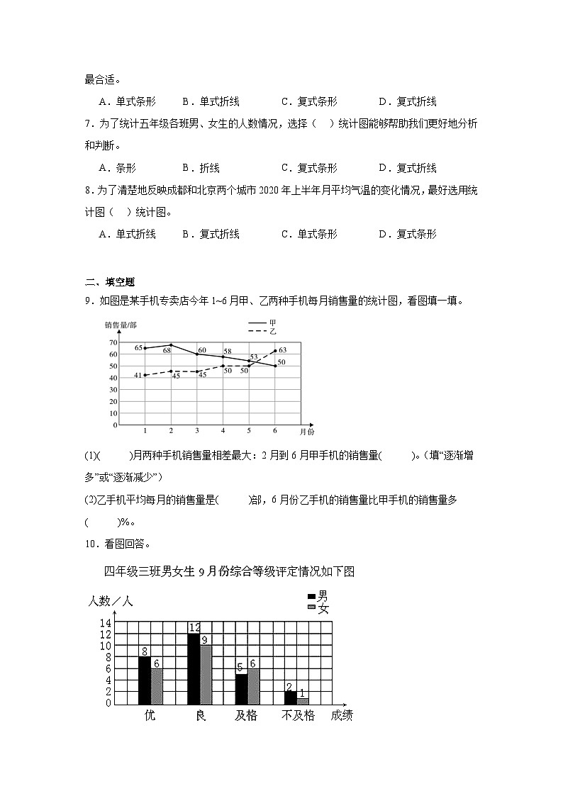 统计-北师大版数学五年级下册期末专项复习试题02