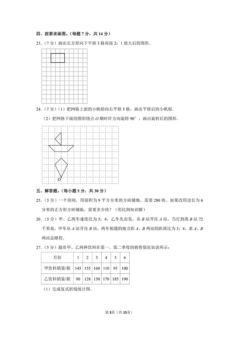 2024年四川省甘孜州理塘县小升初数学模拟试卷第3页