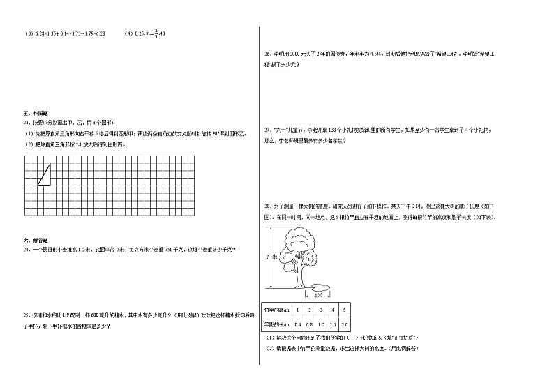 小升初冲刺检测卷（试题）-2023-2024学年六年级下册数学人教版第2页