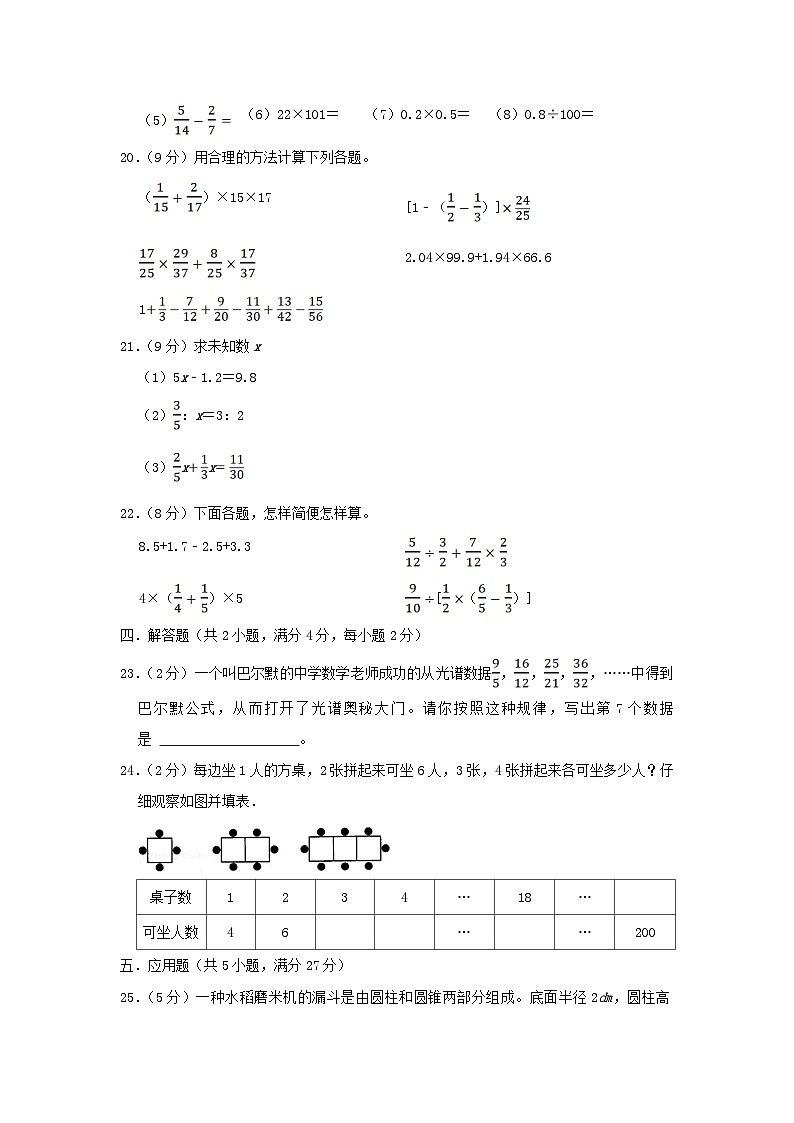 2022年辽宁沈阳皇姑区小升初数学真题及答案03
