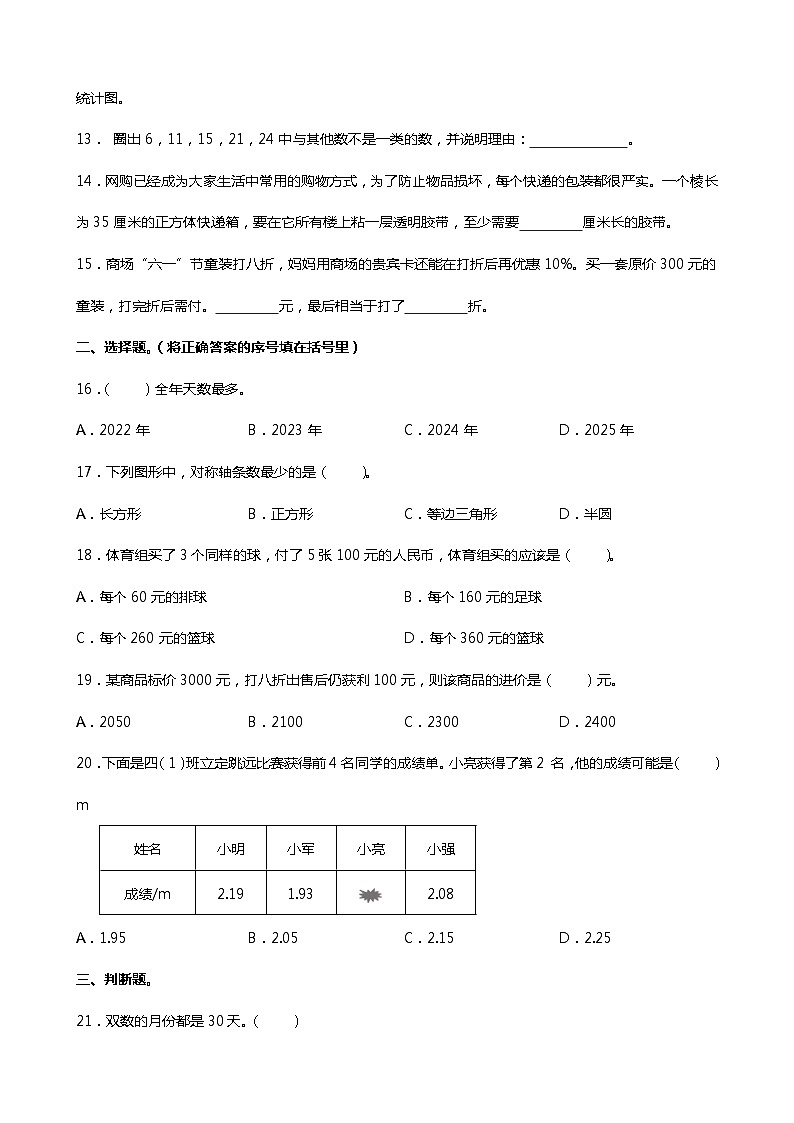 小升初冲刺试卷（试题）-2023-2024学年六年级下册数学人教版第2页