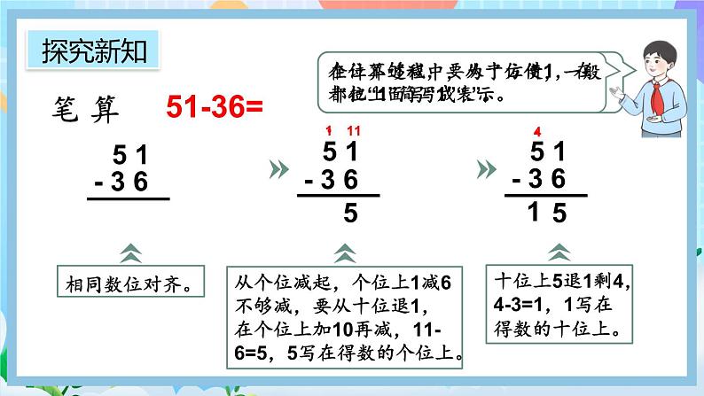 人教版数学二上 2.2.2《两位数减两位数（退位）笔算》课件+教案+课后练习07