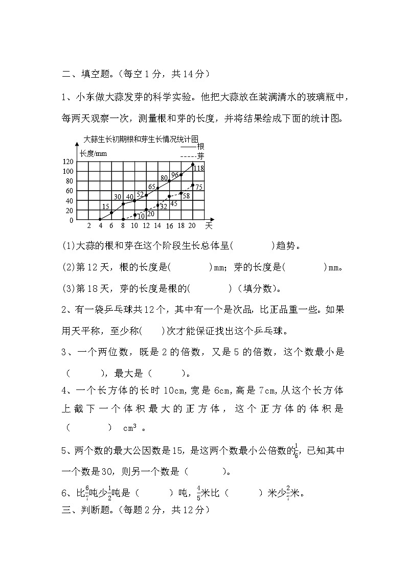 期末检测题（试题）-2023-2024学年人教版五年级下册数学02