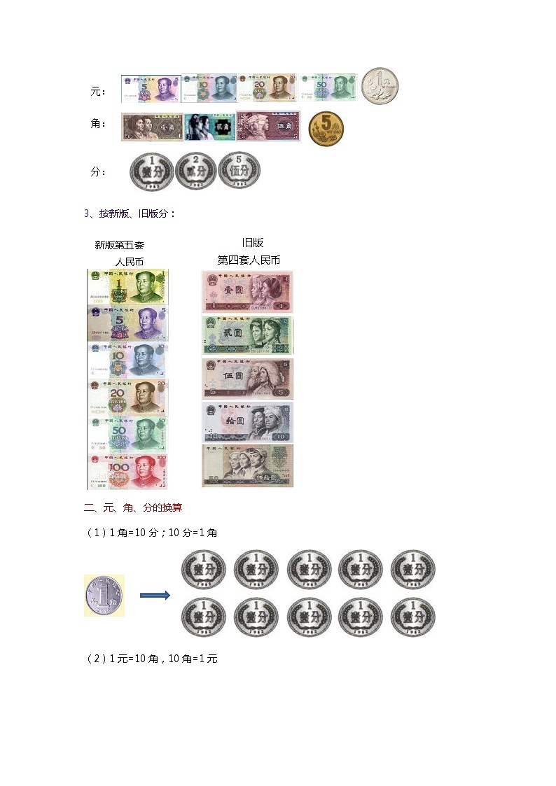 【一升二】  知识复习：专题04 认识人民币  人教版小学数学暑假衔接讲义02