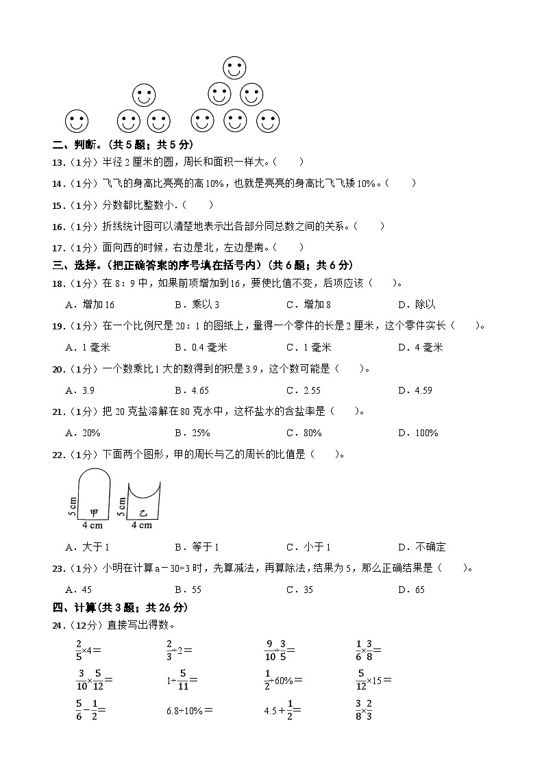 小升初模拟卷（试题）-2023-2024学年人教版数学六年级下册(5)第2页