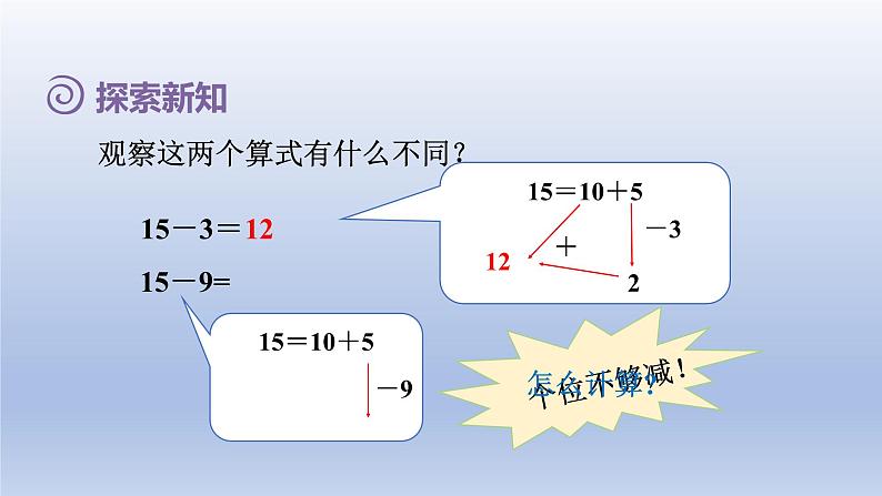 2024一年级数学下册第2单元20以内的退位减法1十几减9课件（人教版）05