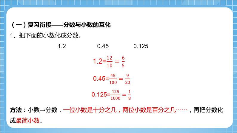 青岛版数学五年级下册第二单元相关链接《百分数和小数、分数的互化》课件第4页