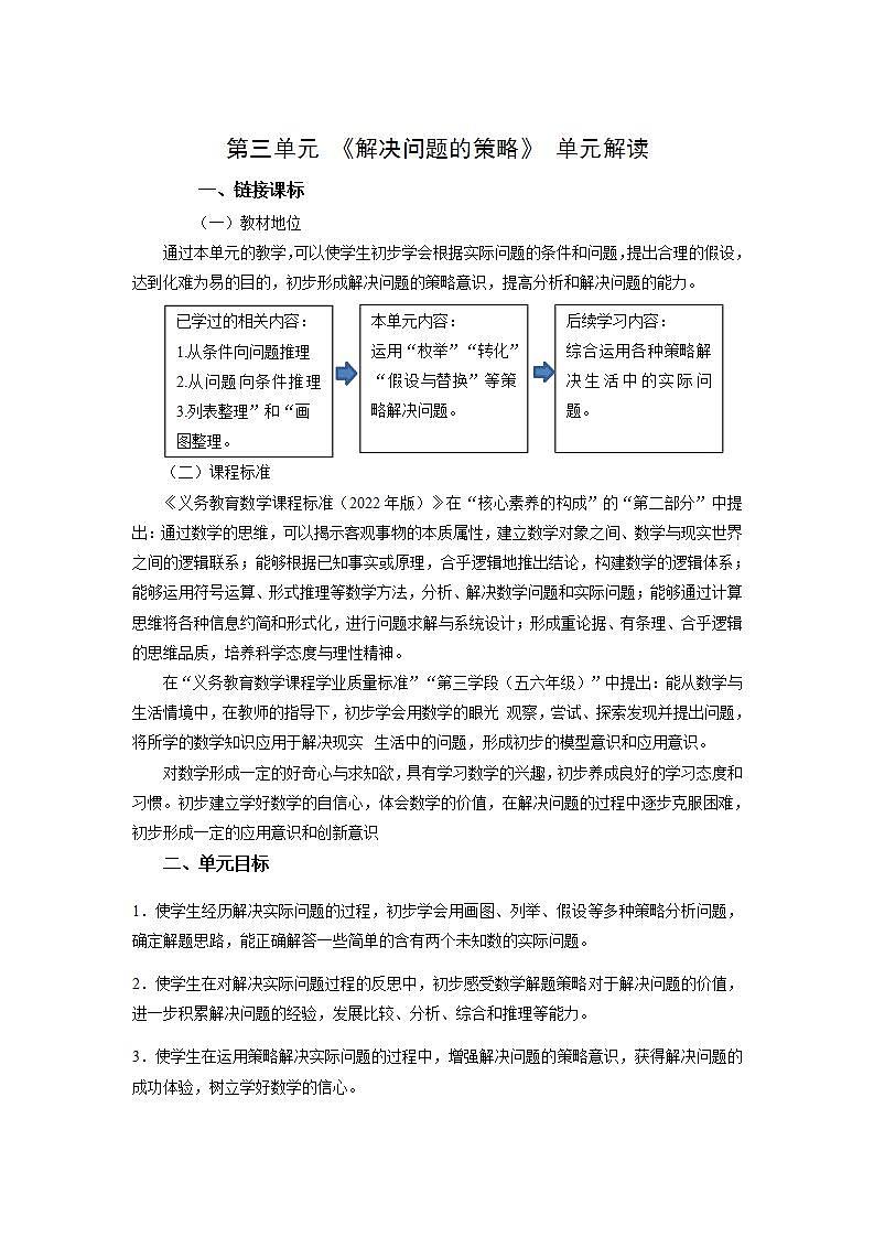 苏教版数学六年级下册第三单元《 解决问题的策略》复习课件+单元解读+知识清单+单元测试01