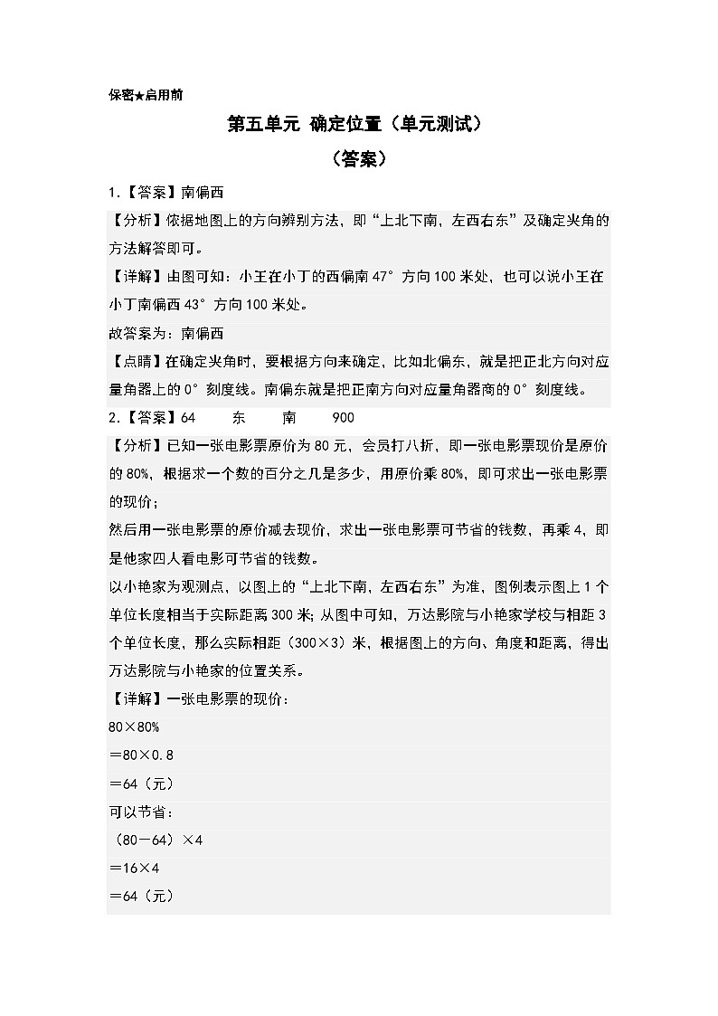 苏教版数学六年级下册第五单元 《确定位置》复习课件+单元解读+知识清单+单元测试01