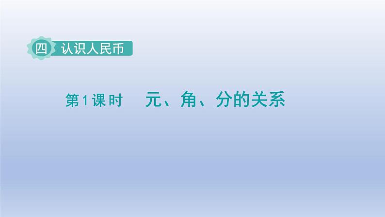 2024一年级数学下册第4单元认识人民币1元角分的关系课件（冀教版）01