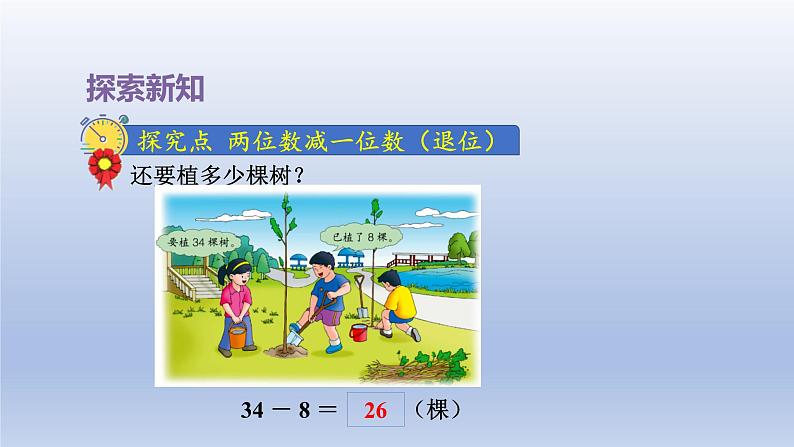 2024一年级数学下册第5单元100以内的加法和减法一8两位数减一位数退位课件（冀教版）04