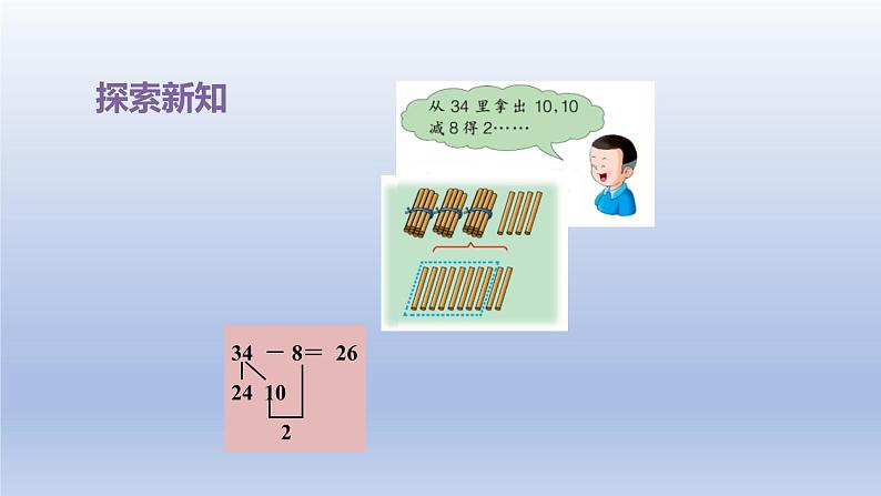 2024一年级数学下册第5单元100以内的加法和减法一8两位数减一位数退位课件（冀教版）06