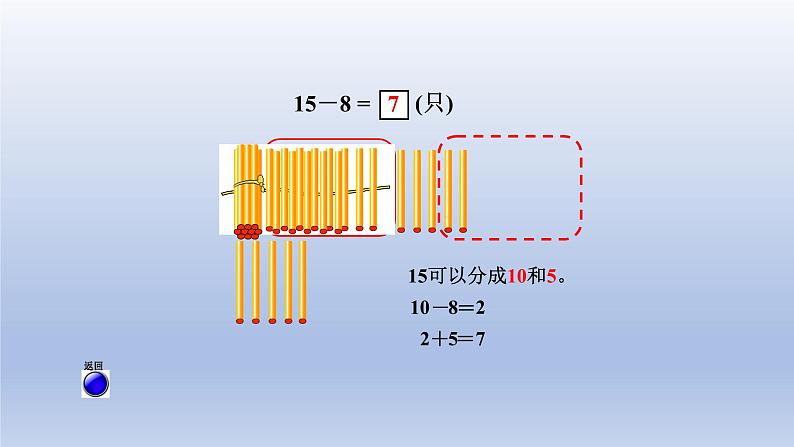 2024一年级数学下册一逛公园--20以内的退位减法第2课时十几减87的退位减法课件（青岛版六三制）第5页