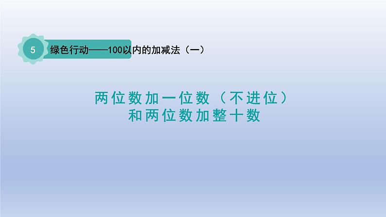 2024一年级数学下册五绿色行动--100以内数的加减法一第1课时两位数加一位数不进位和两位数加整十数课件（青岛版六三制）01