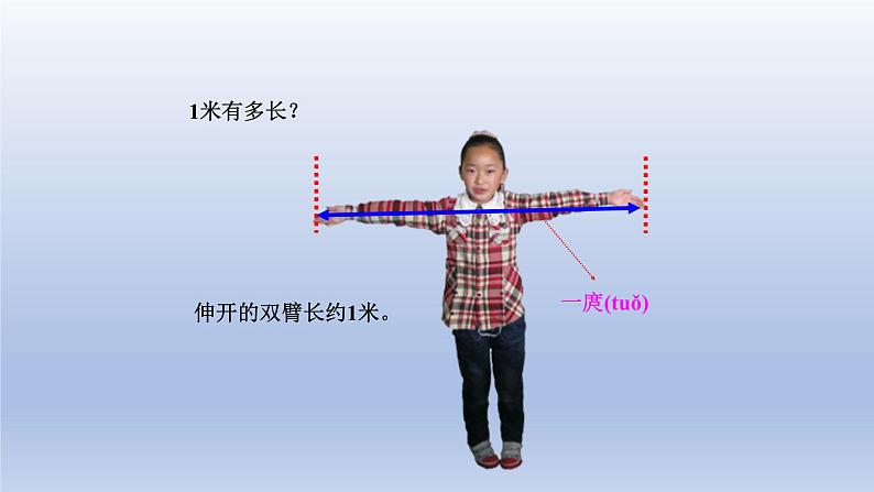2024一年级数学下册八阿福的新衣--厘米米的认识第2课时米的认识课件（青岛版六三制）第6页
