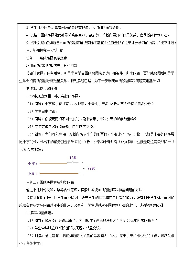 苏教版数学四年级下册5.1《画线段图解决问题》课件+教案+分层作业+学习任务单02