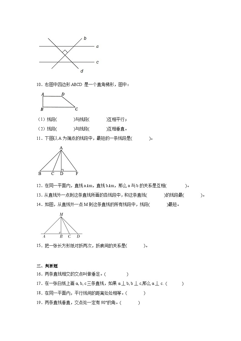 5.1平行与垂直同步练习  人教版数学四年级上册02