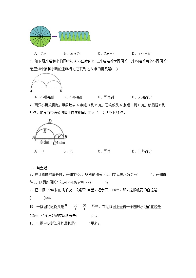 5.2圆的周长同步练习  人教版数学六年级上册第2页