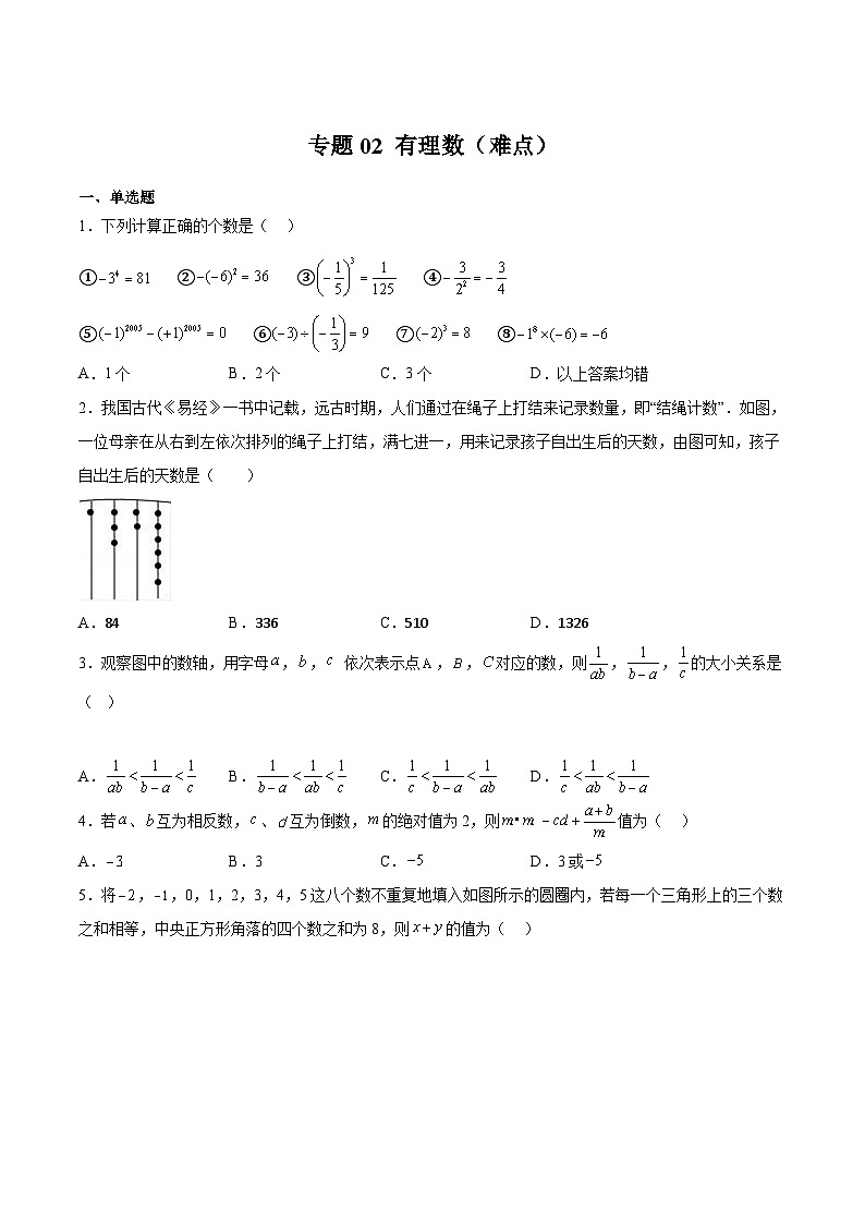 沪教版六年级数学下册期中期末满分冲刺专题02有理数(难点)(原卷版+解析)第1页