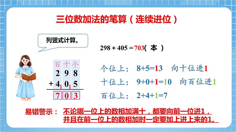 苏教版数学二年级下册6.5 《三位数加法的笔算(连续进位)》课件+教案+分层作业+学习任务单08