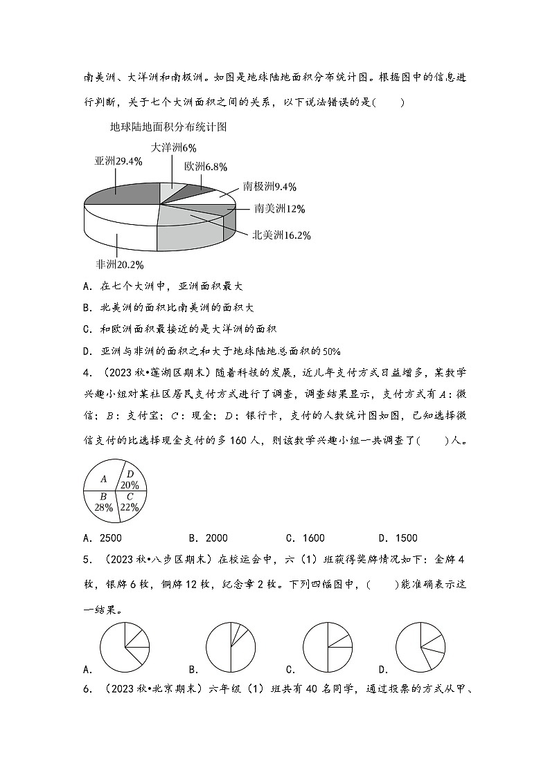 2024年小升初数学暑假专题训练 专题1 扇形统计图（学生版）（苏教版）第3页