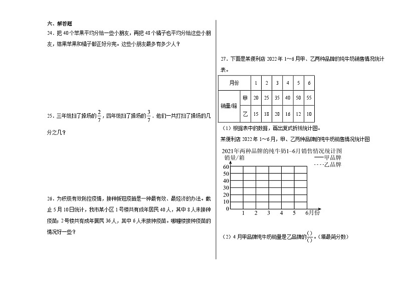 期末冲刺模拟卷（试题）-2023-2024学年五年级下册数学人教版第3页