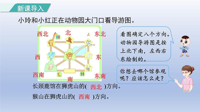 2024三年级数学下册第1单元位置与方向一第3课时简单的路线课件（人教版）第2页