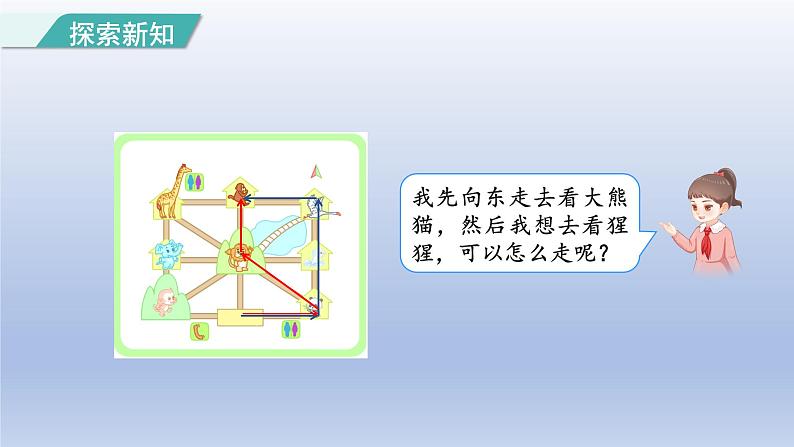 2024三年级数学下册第1单元位置与方向一第3课时简单的路线课件（人教版）第4页