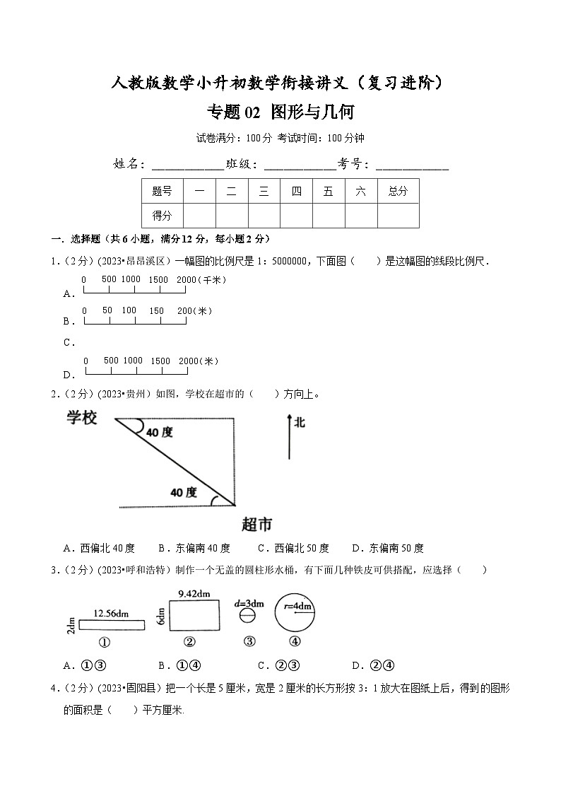 人教版小升初数学衔接精编讲义【复习进阶篇】专题02《图形与几何》(原卷版+解析)第1页