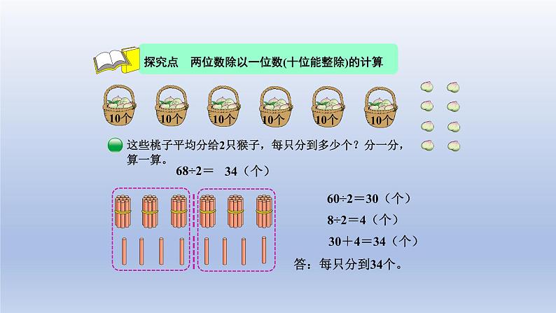 2024三年级数学下册第1单元除法第1课时分桃子课件（北师大版）第4页