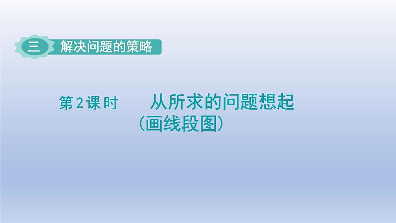 2024三年级数学下册三解决问题的策略第2课时从所求问题想起画线段图课件（苏教版）第1页