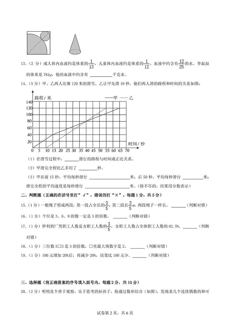 2024年小升初数学招生·分班考试终极模拟卷(一) （人教版）原卷第2页