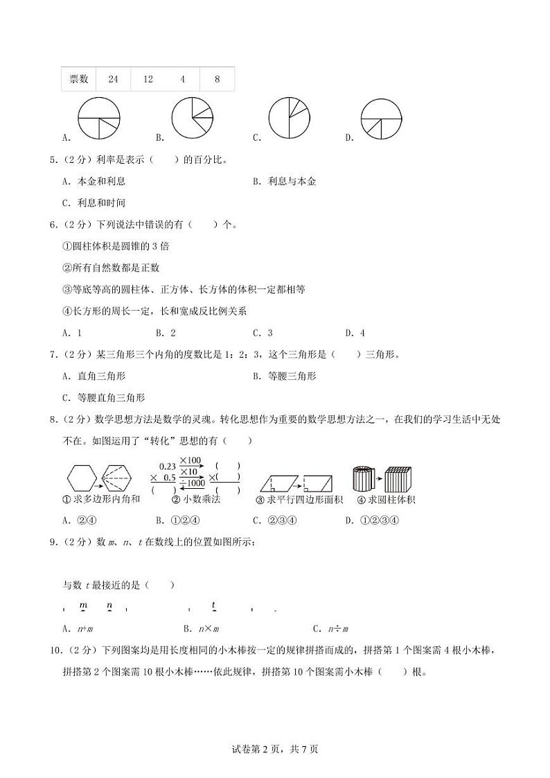 2024年小升初数学招生·分班考试终极模拟卷(一) （苏教版）原卷第2页