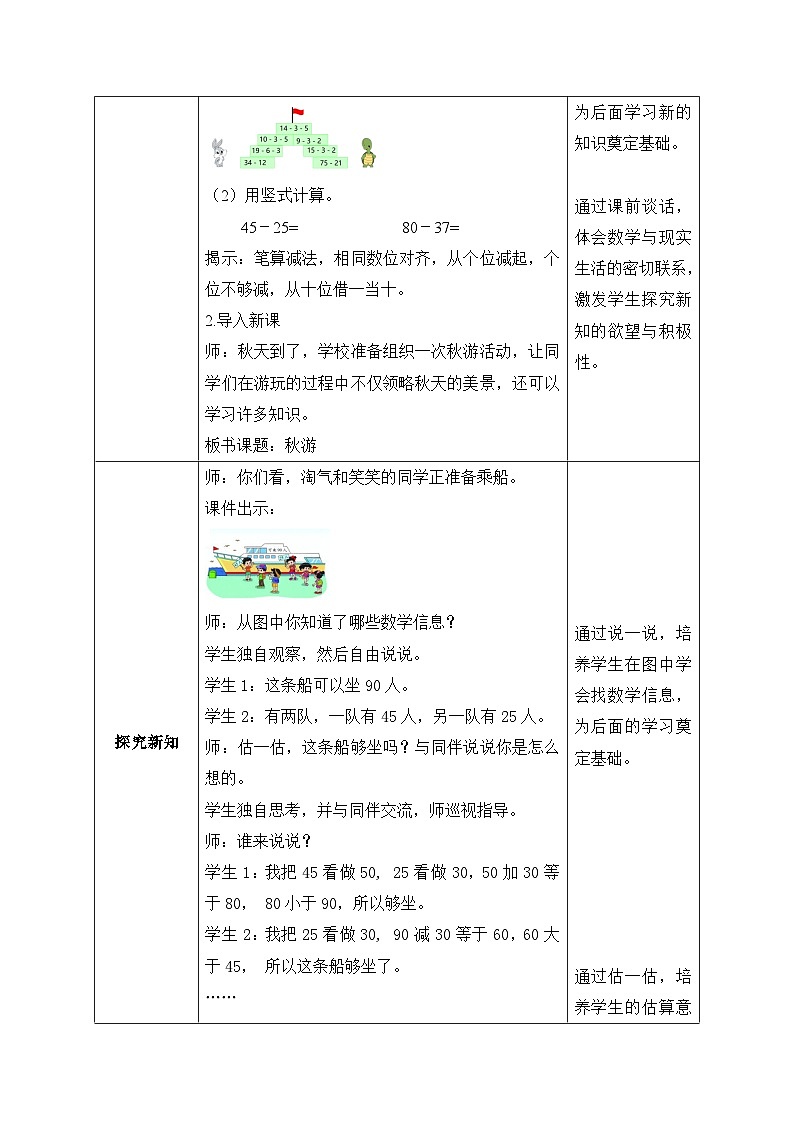 【核心素养】北师大版数学二年级上册-1.2 秋游（教案有反思）第2页