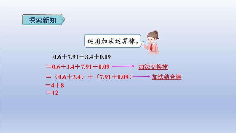 2024四年级数学下册第6单元小数的加法和减法第4课时整数加法运算定律推广到小数课件（人教版）05