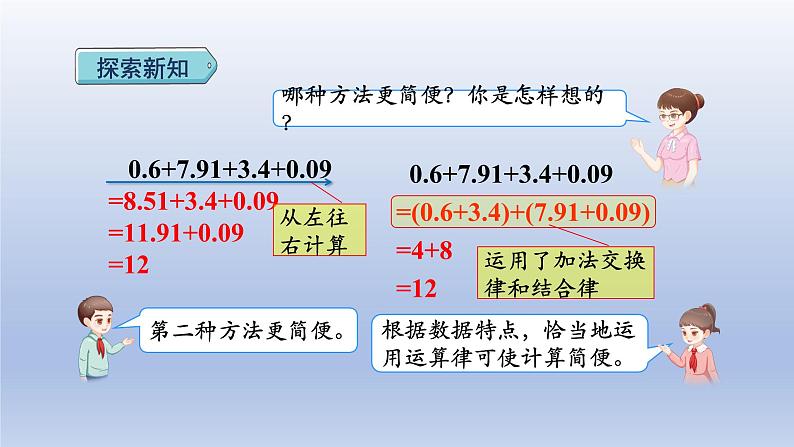 2024四年级数学下册第6单元小数的加法和减法第4课时整数加法运算定律推广到小数课件（人教版）06