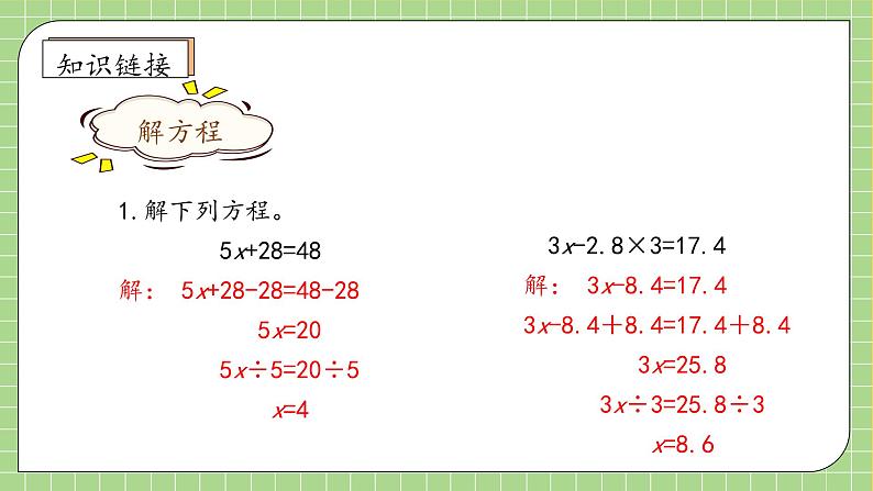 【教-学-评一体化】人教版五年级上册备课包-5.2.7 实际问题与方程（二）（课件+教案+学案+习题）07