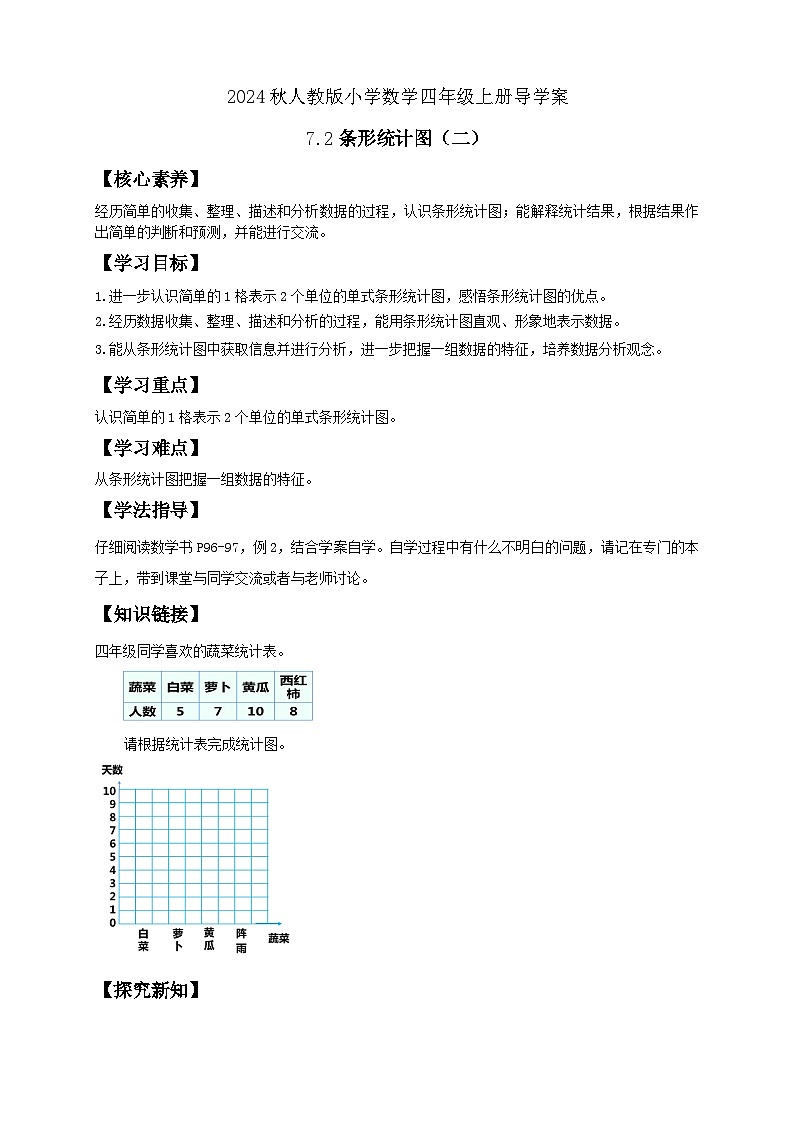 【教-学-评一体化】人教版四年级上册备课包-7.2 条形统计图（二）（课件+教案+学案+习题）01