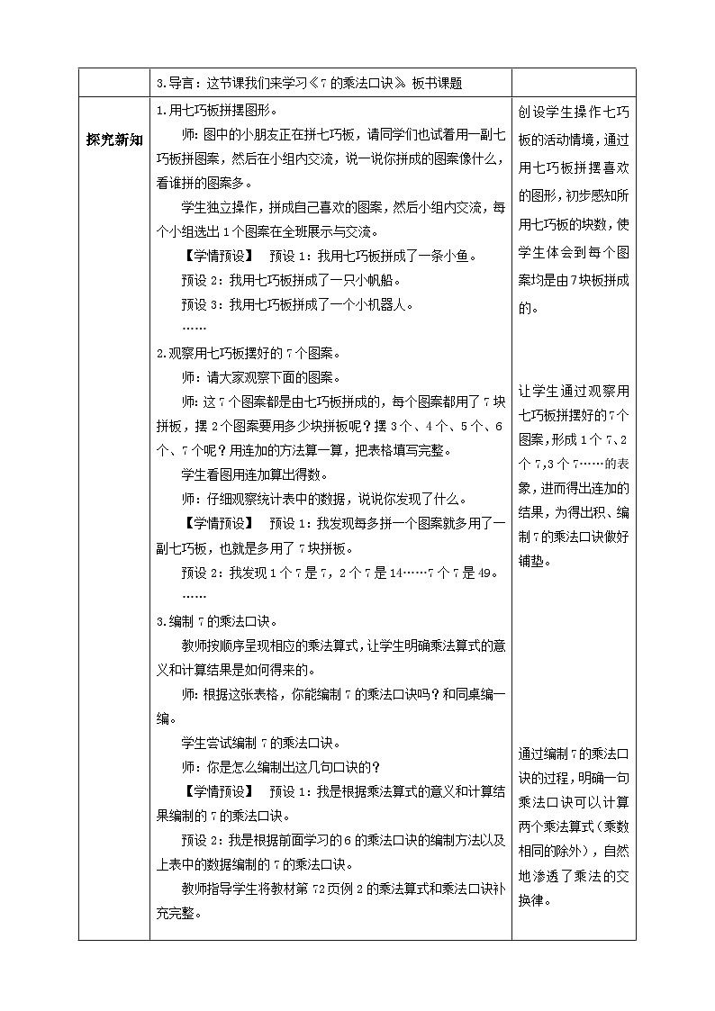 【教-学-评一体化】人教版二年级上册备课包-6.1 7的乘法口诀（课件+教案+学案+习题）02