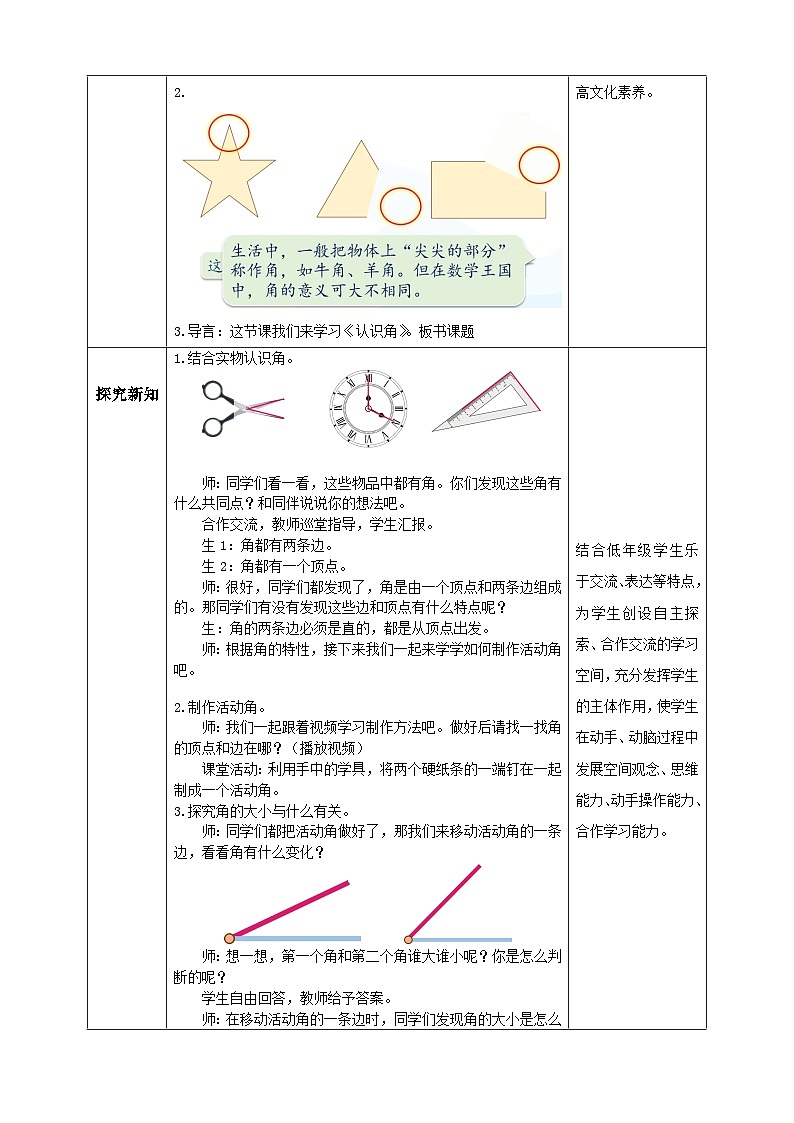 【教-学-评一体化】人教版二年级上册备课包-3.1认识角（课件+教案+学案+习题）02