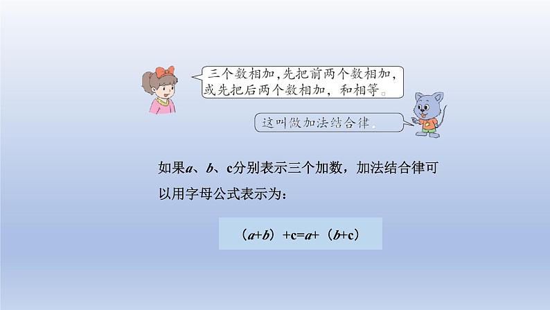 2024四年级数学下册第2单元用字母表示数第3课时用字母表示加法运算定律课件（冀教版）第8页