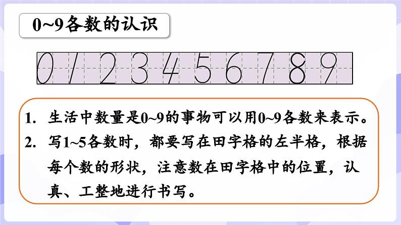 第一单元 0～9的认识 整理与复习(课件) -2024-2025学年一年级数学上册 西师大版（2024）第5页