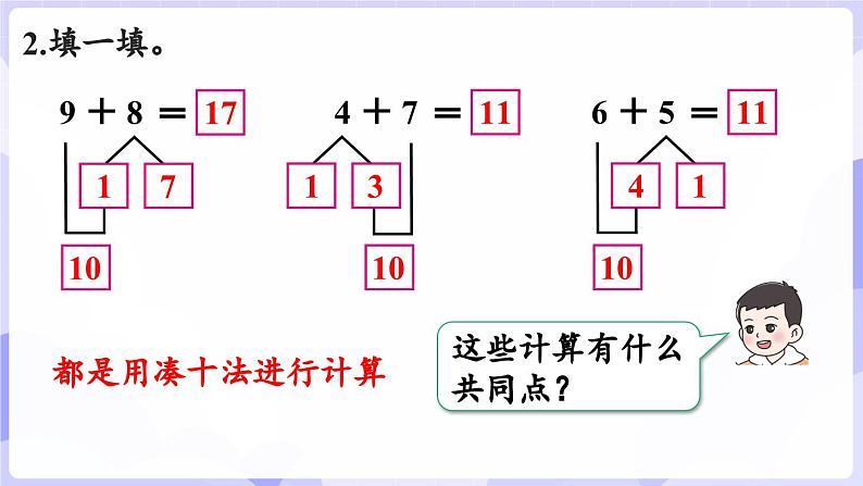 第五单元 20以内的进位加法 整理与复习（一）(课件) -2024-2025学年一年级数学上册 西师大版（2024）第7页