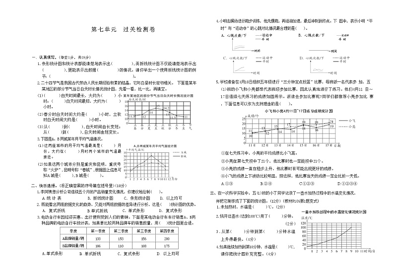 2024春下册五年级数学人教版　第七单元　过关检测卷第1页